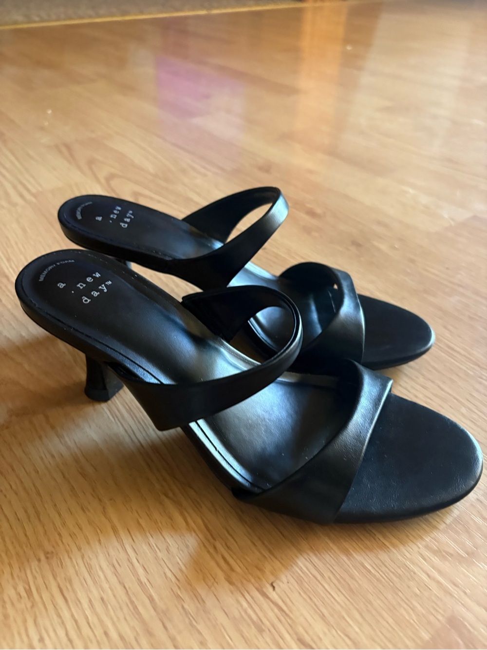 a new day Black Strappy Mule Heels
